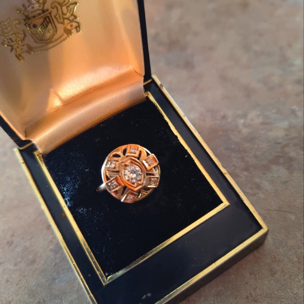 Early 1900s diamond engagement ring, Russian/Soviet. 14k gorgeous size 6!